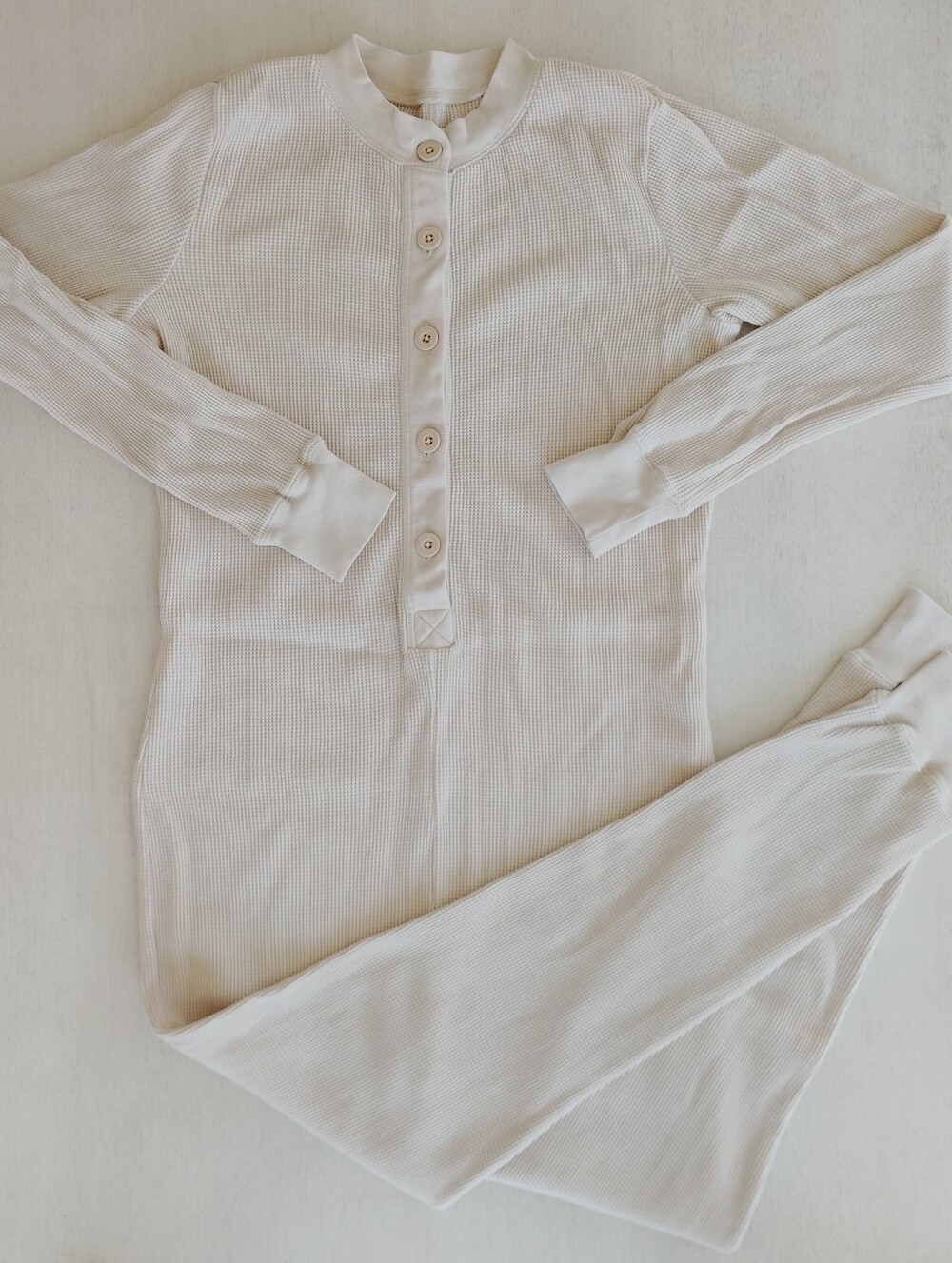 Fin & Vince Organic Cotton Thermal Waffle Knit Onesie Jumpsuit / Size Medium